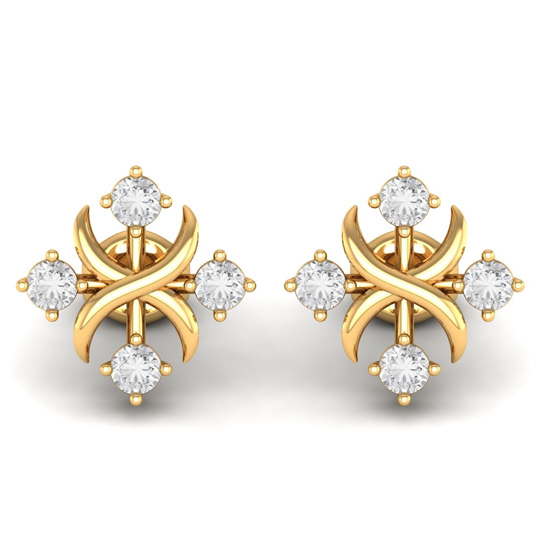 14k Yellow Gold Meera Diamond Earrings for wedding