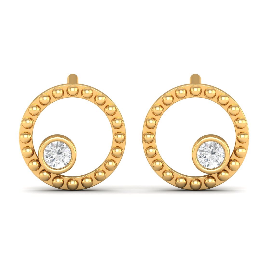 14k Yellow Gold Meher One Stone Diamond Earrings for women