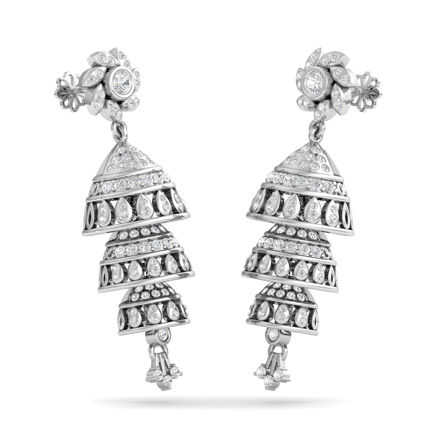 10k White Gold Trisha Diamond Earrings With An Unique Style for women