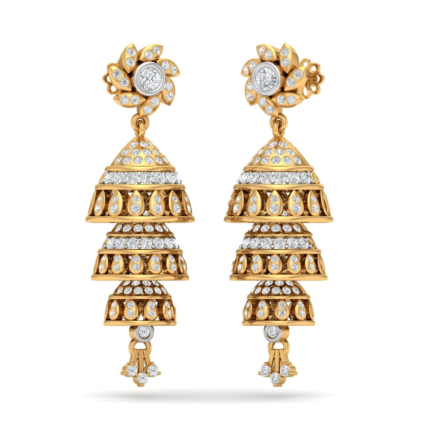 14k Yellow Gold Trisha Diamond Earrings With An Unique Style for women