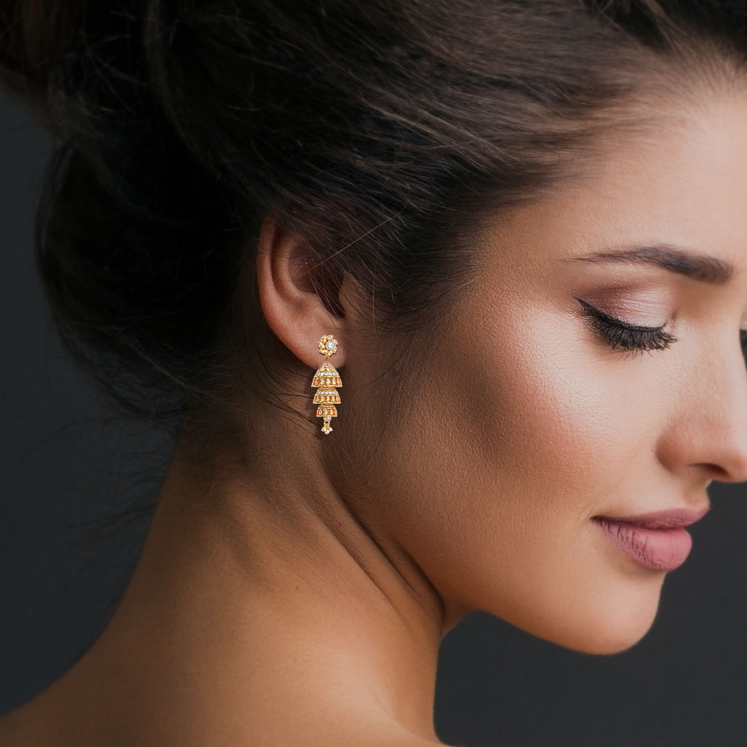 14k Yellow Gold Trisha Diamond Earrings With An Unique Style for women