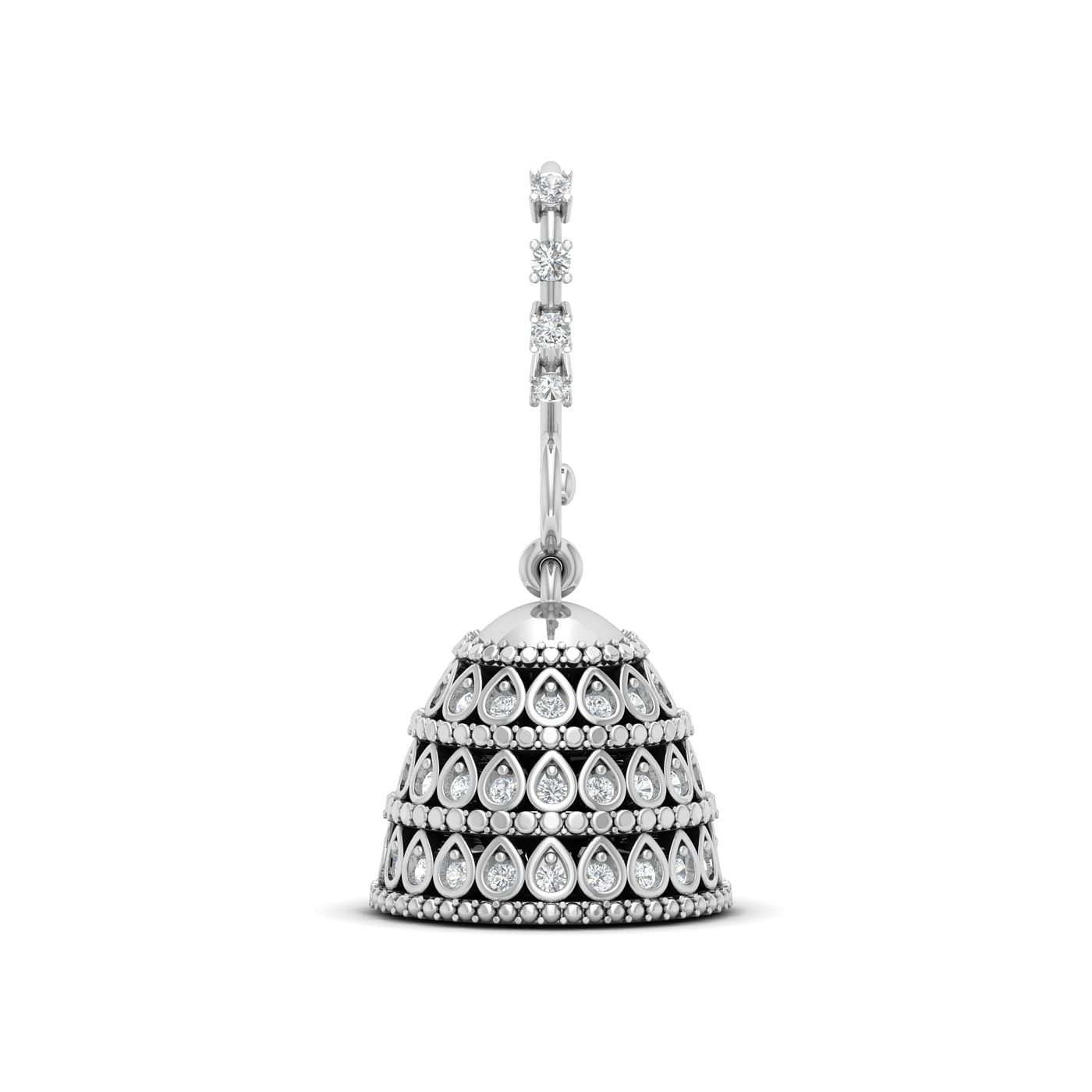 10k White Gold Geometric Flora Diamond Earrings for daily wear