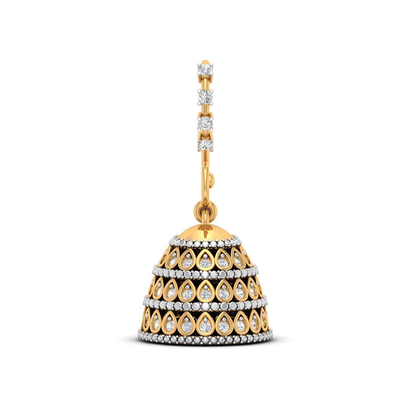14k Yellow Gold Geometric Flora Diamond Earrings for daily wear