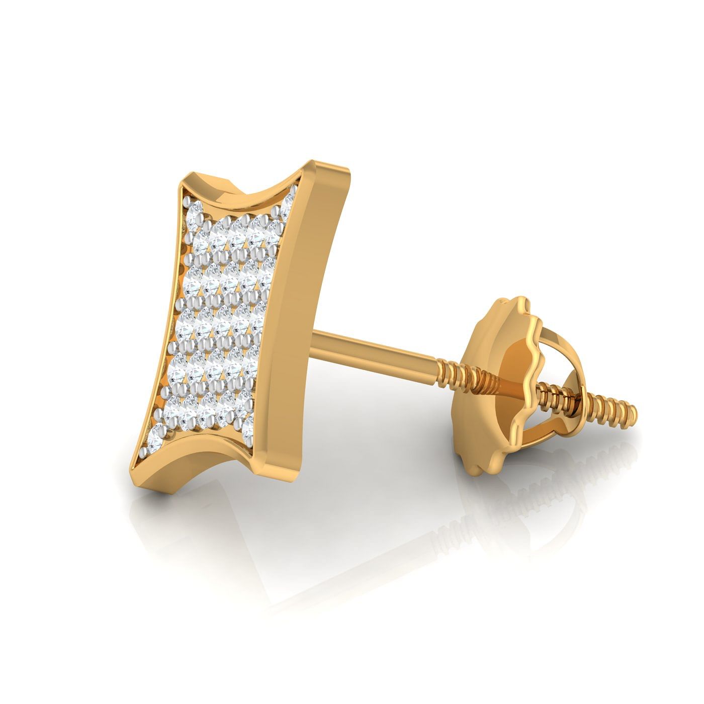 Yellow Gold Indus Shiny Studs For Men