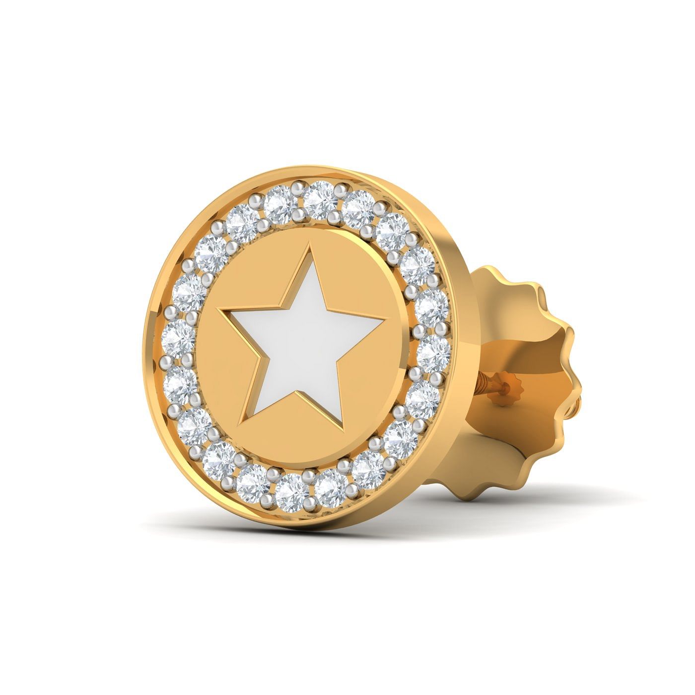 Yellow gold Astro Diamond Studs For Men