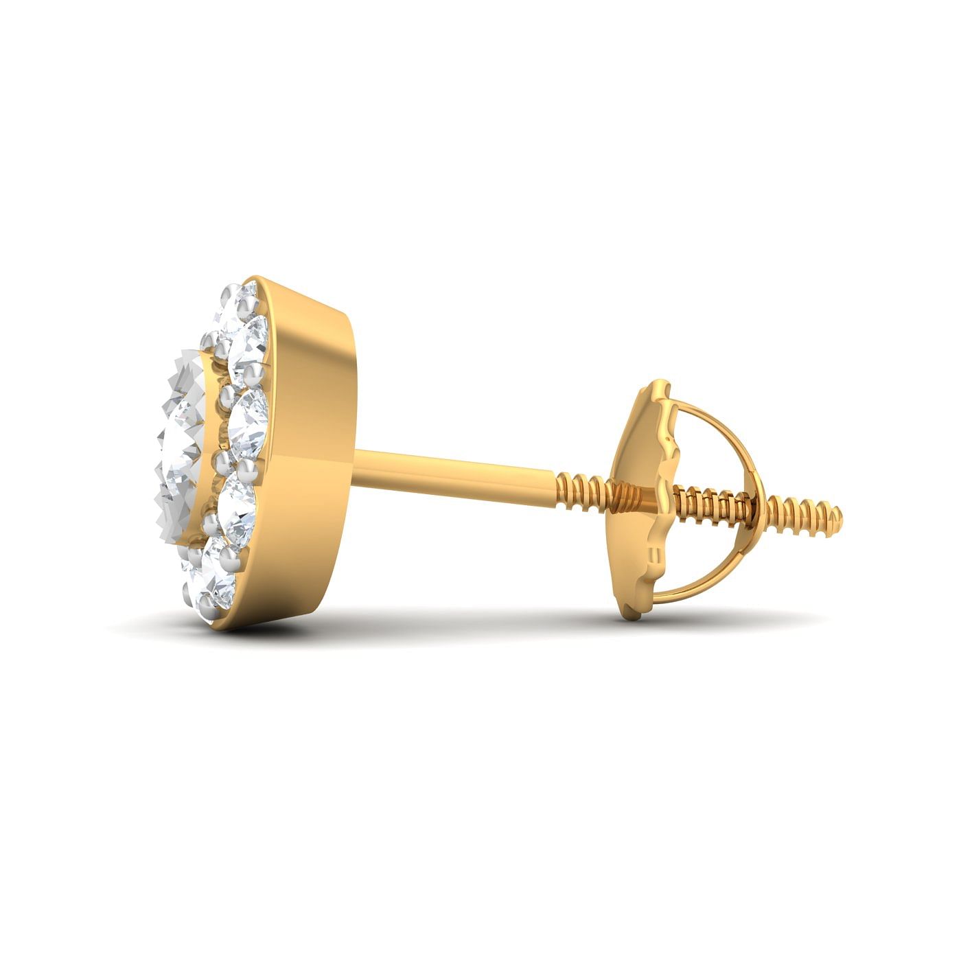 Yellow gold Barrett Diamond Cluster Earring For Men