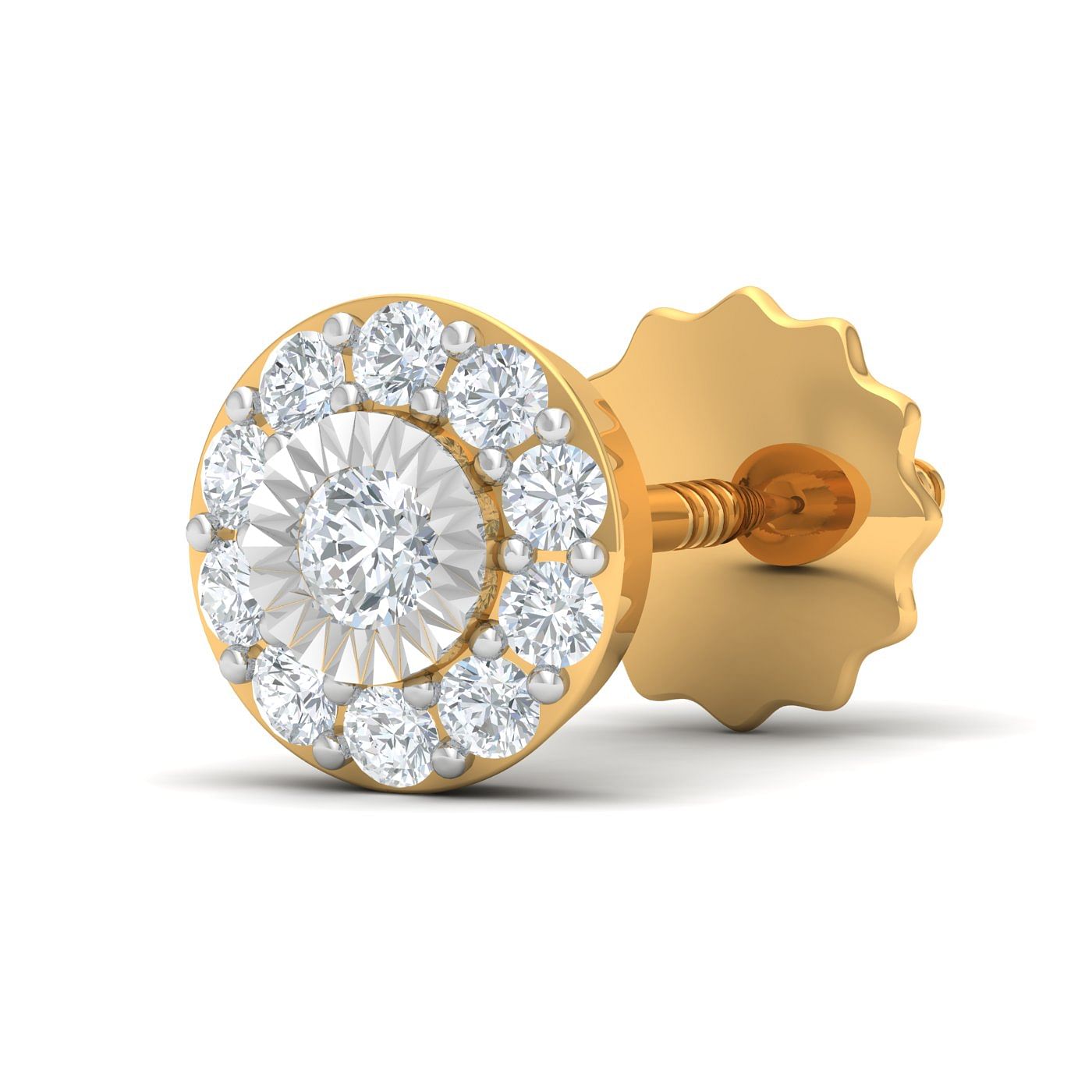 Yellow gold Barrett Diamond Cluster Earring For Men
