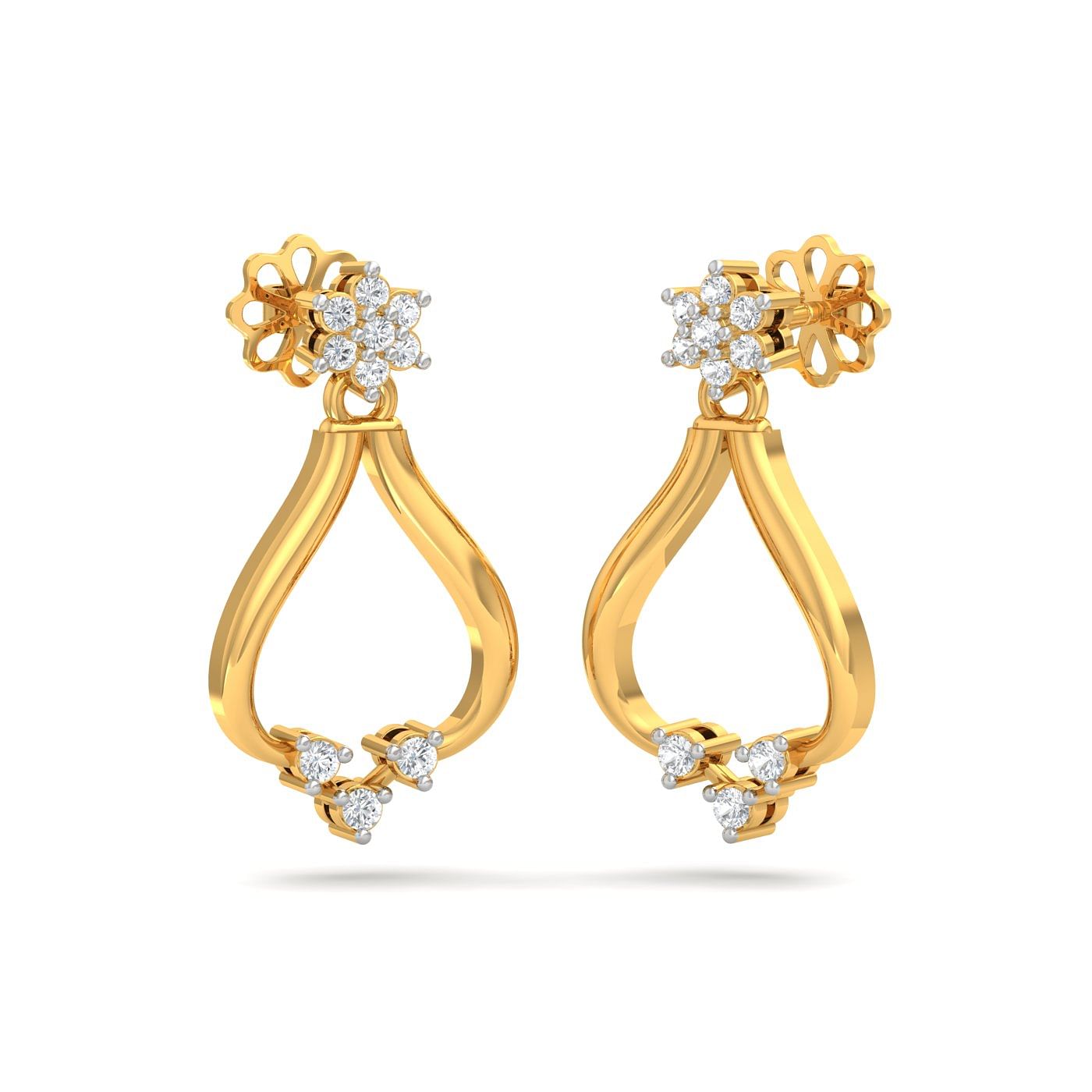 Yellow gold Mackenzie Stud Diamond Earrings