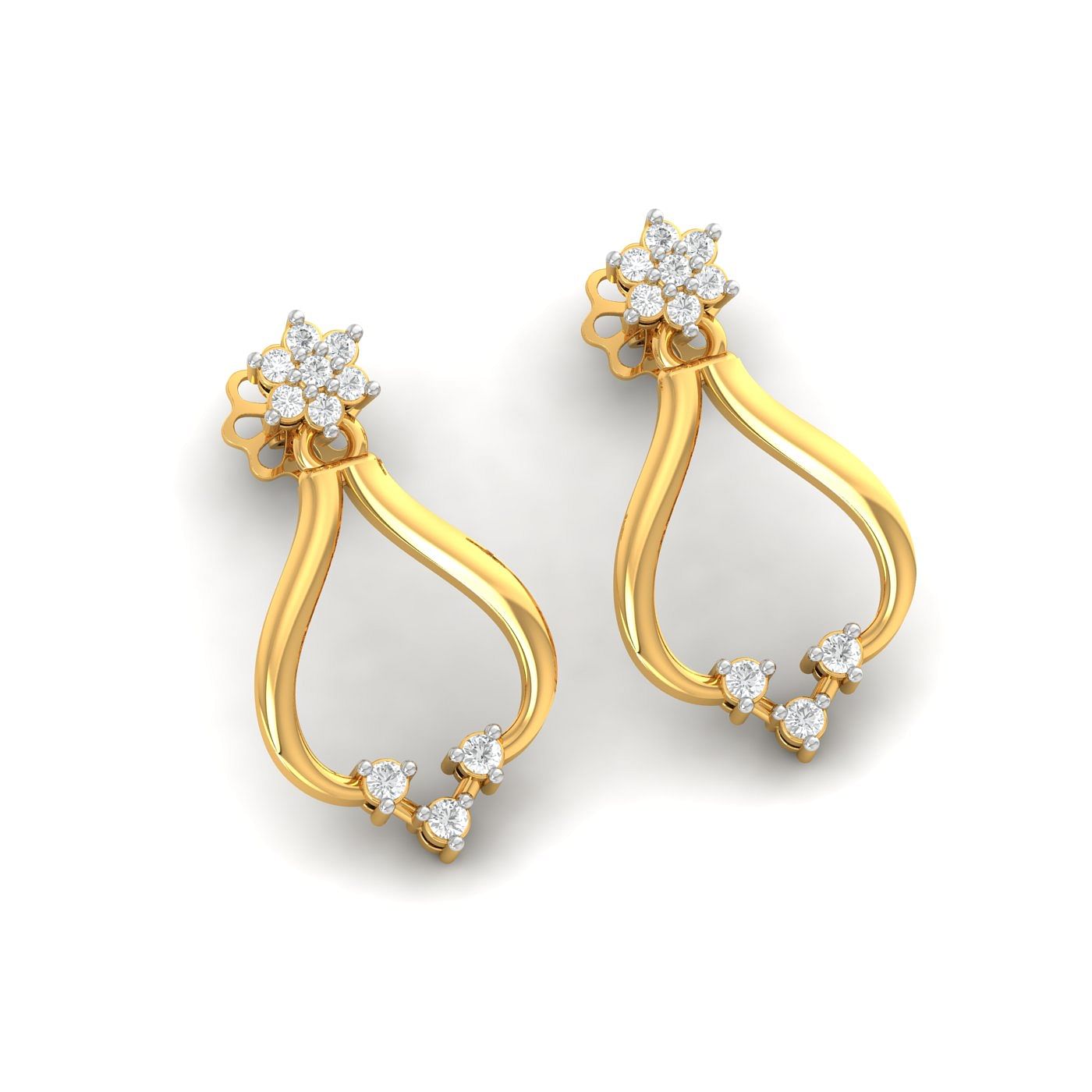 Yellow gold Mackenzie Stud Diamond Earrings