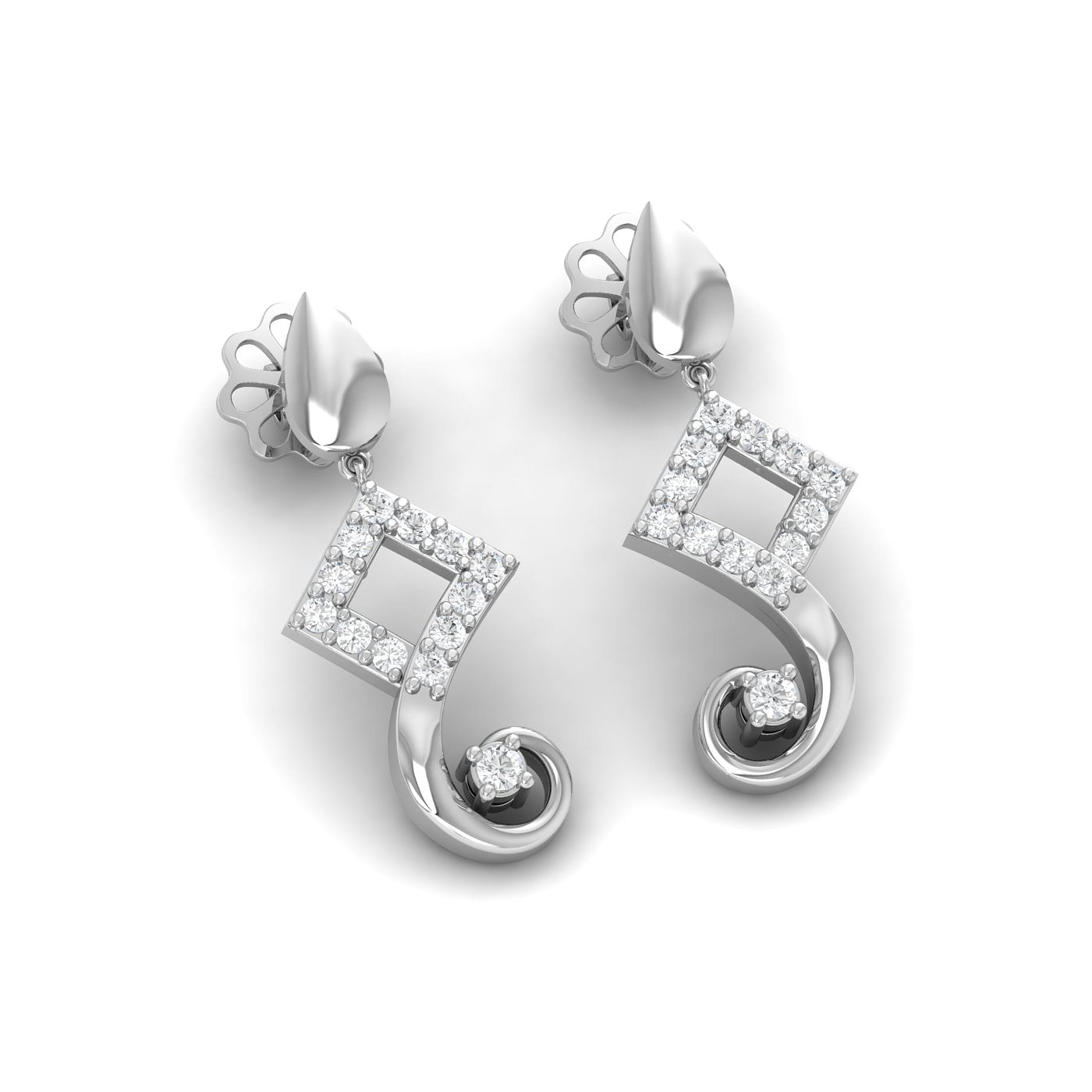 White gold Eleanor Drop Diamond Earrings