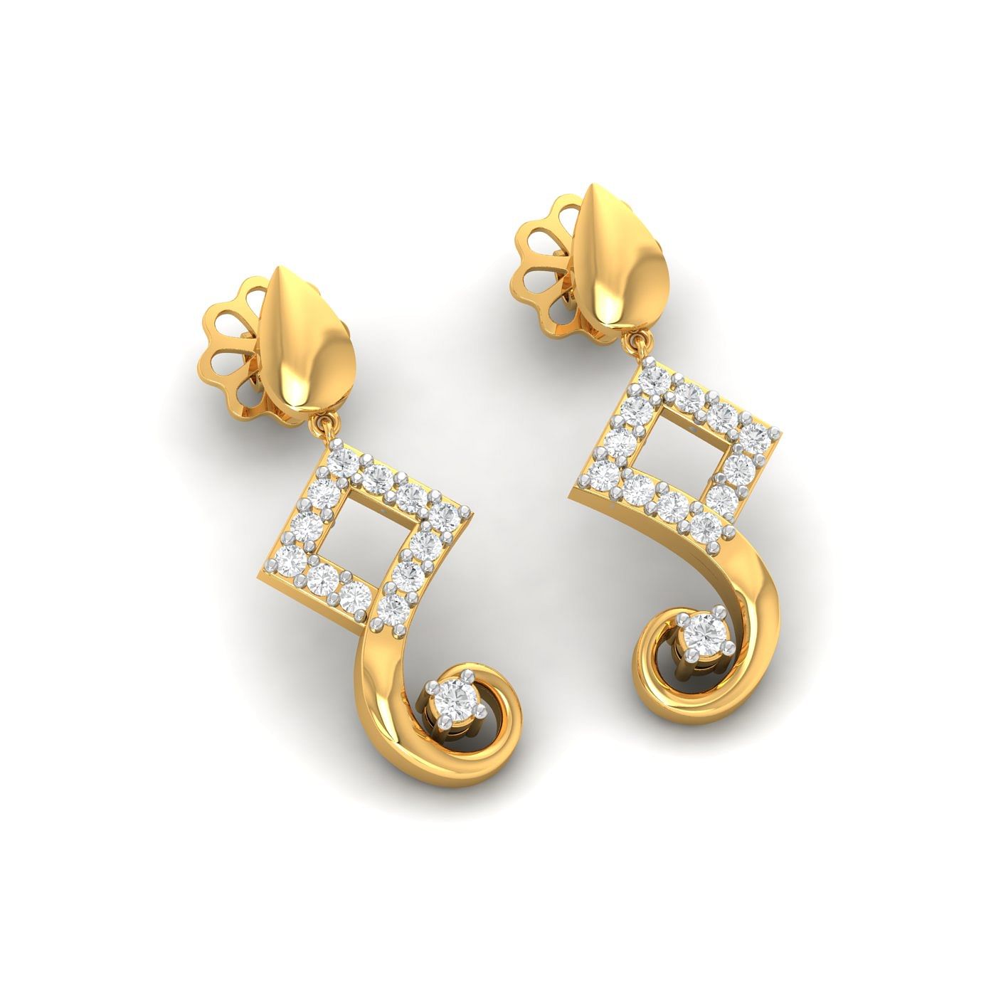 Yellow gold Eleanor Drop Diamond Earrings