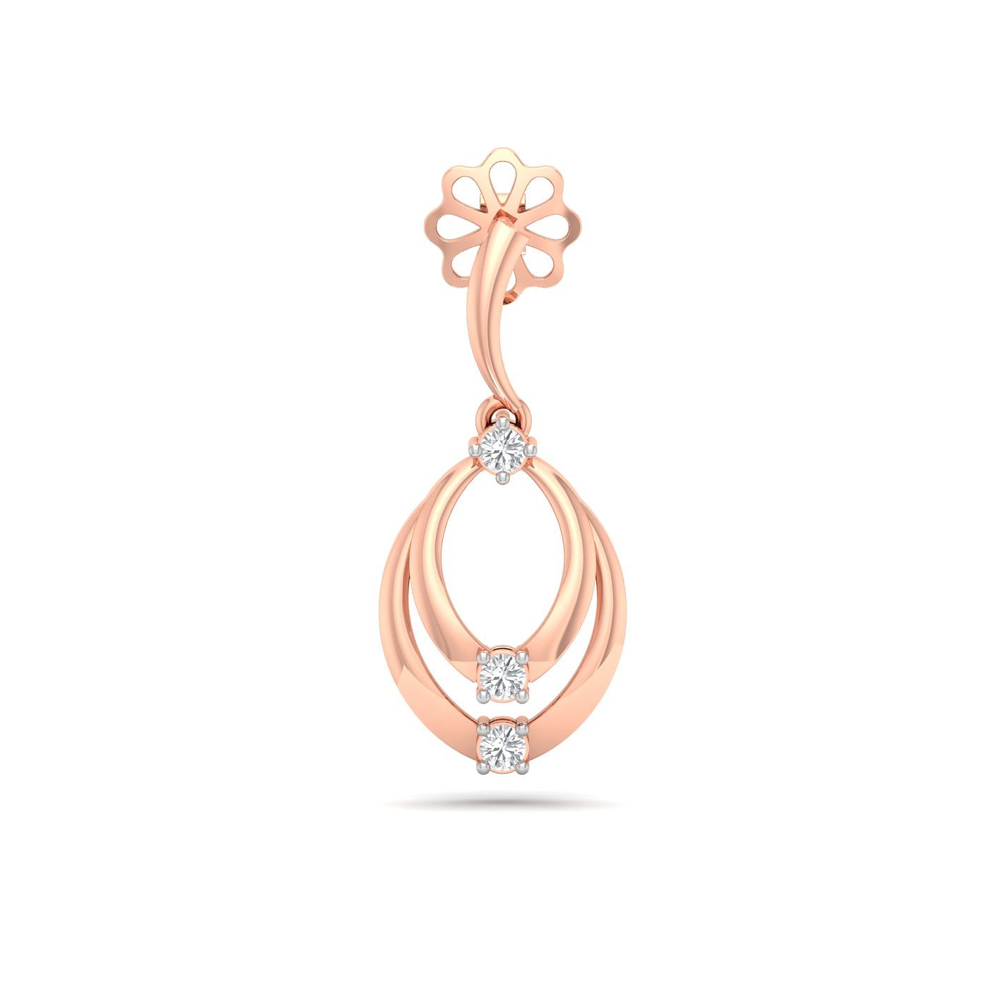 Rose gold Beehive Diamond Drop Earrings