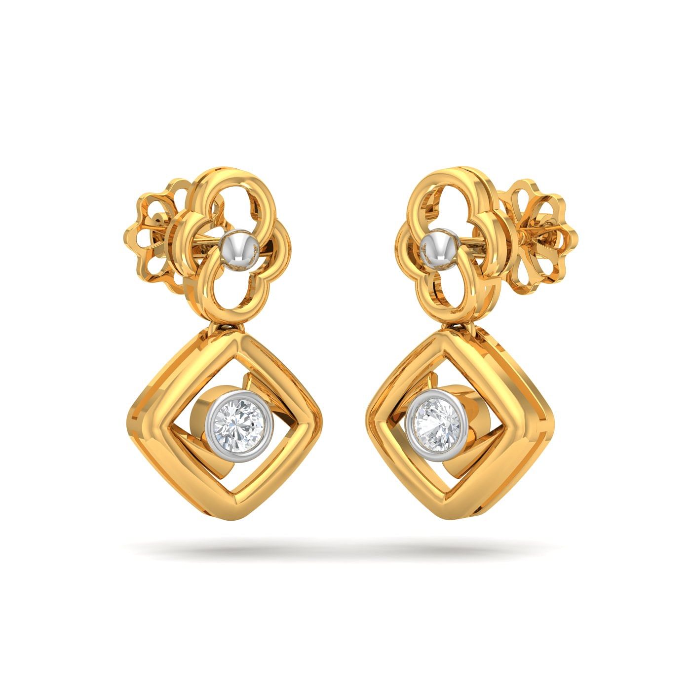 Yellow Gold Reese Single Diamond Earrings