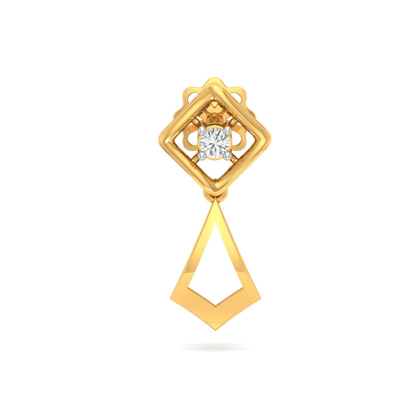 Yellow gold Turvi Diamond Drop Earrings