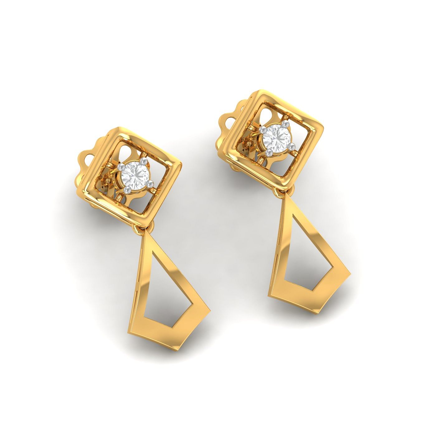 Yellow gold Turvi Diamond Drop Earrings