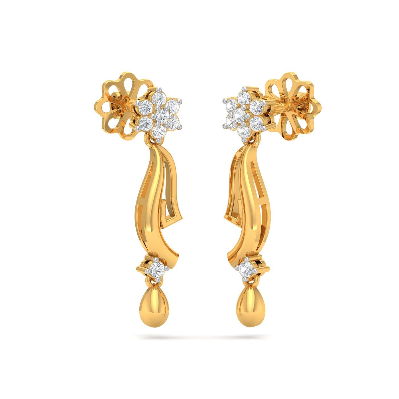 Yellow gold Druppel Diamond Earrings