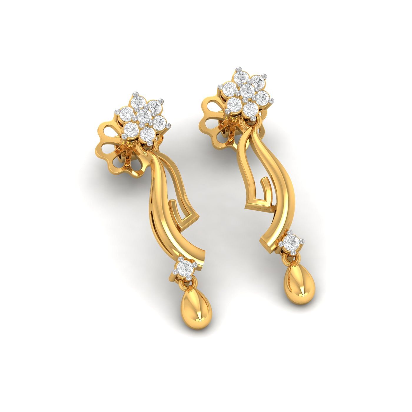 Yellow gold Druppel Diamond Earrings