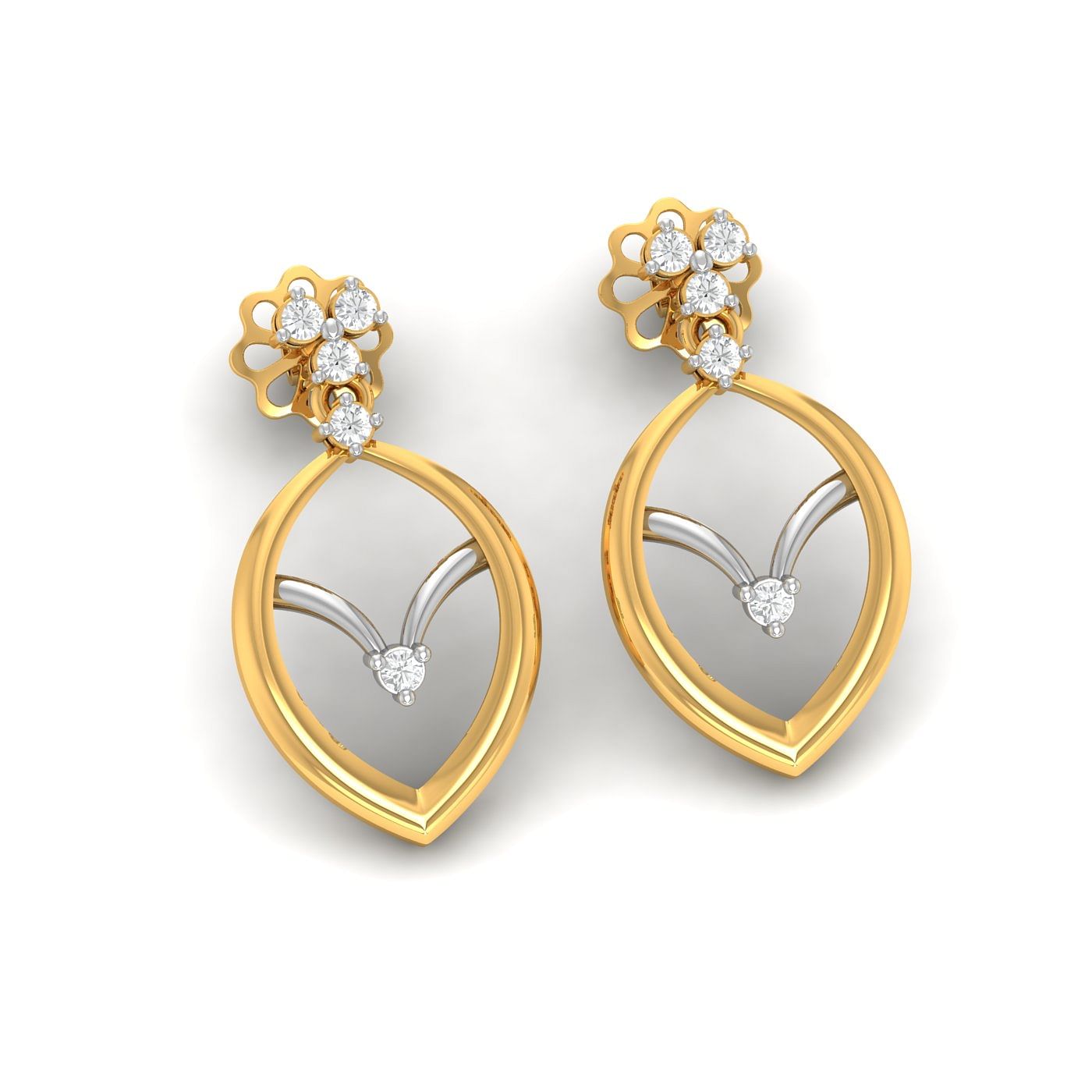 Yellow gold Lilac Leaf Diamond Earrings