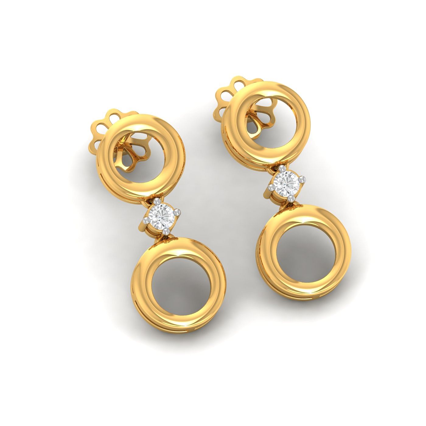 Yellow gold Cerchio Diamond Drop Earrings