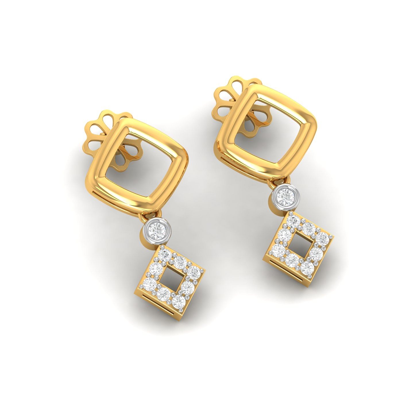 Yellow Gold Harper Diamond Drop Earrings