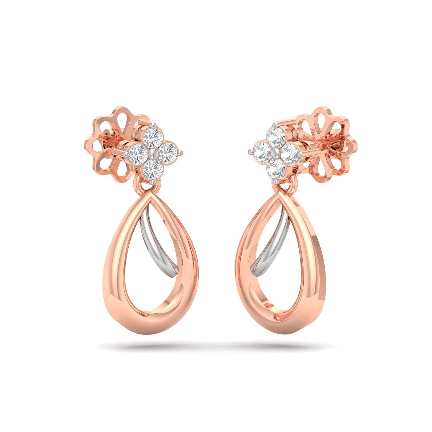 Rose gold Pera Style Drop Diamond Earrings