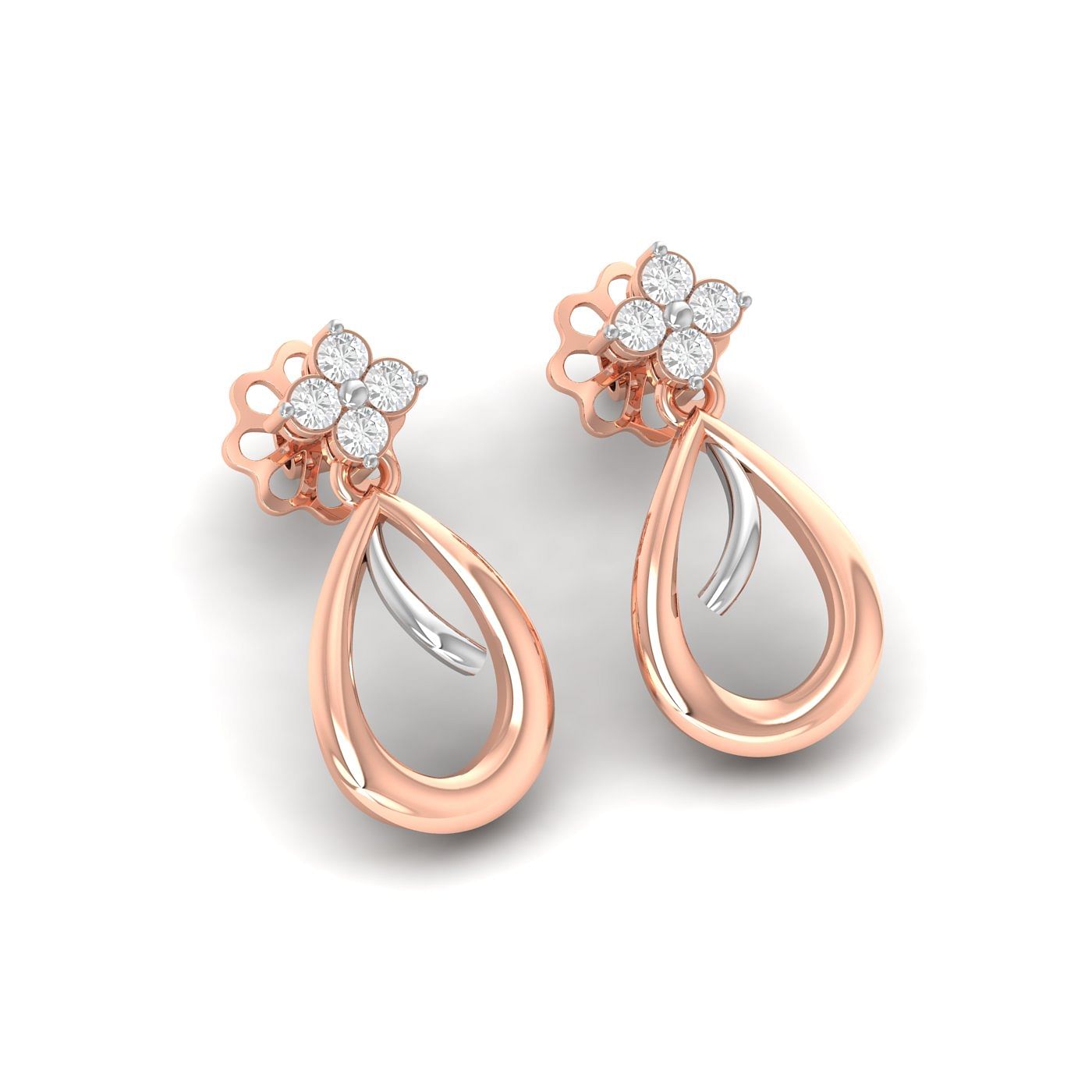 Rose gold Pera Style Drop Diamond Earrings