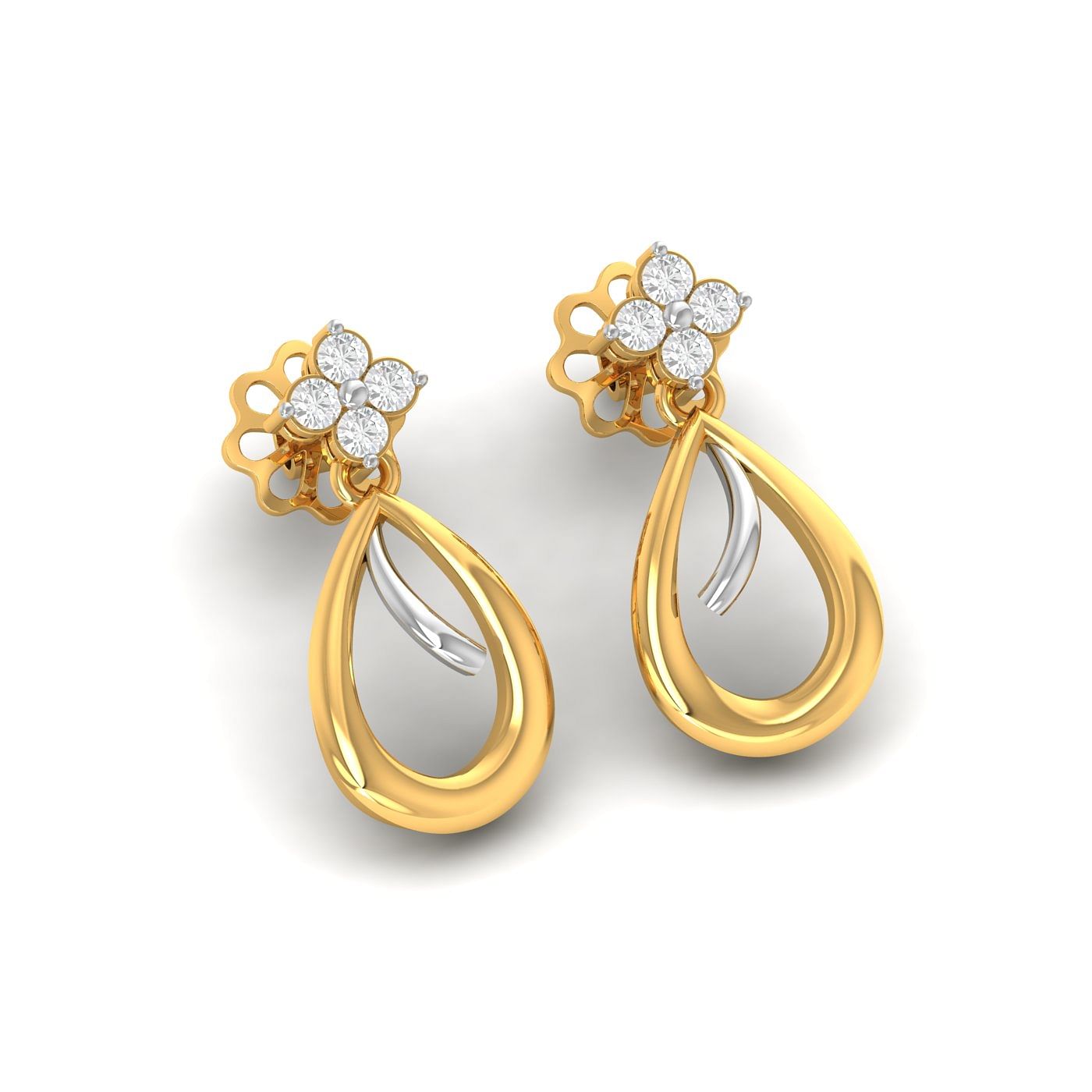 Yellow gold Pera Style Drop Diamond Earrings