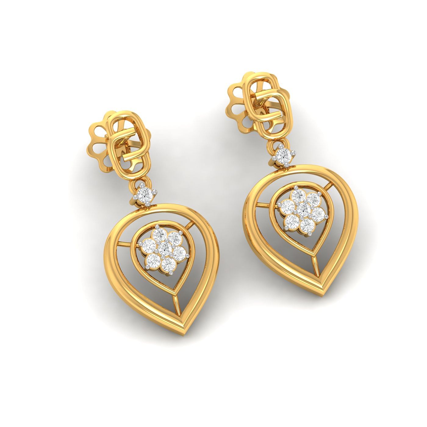Yellow Gold Kvitka Diamond Drop Earrings