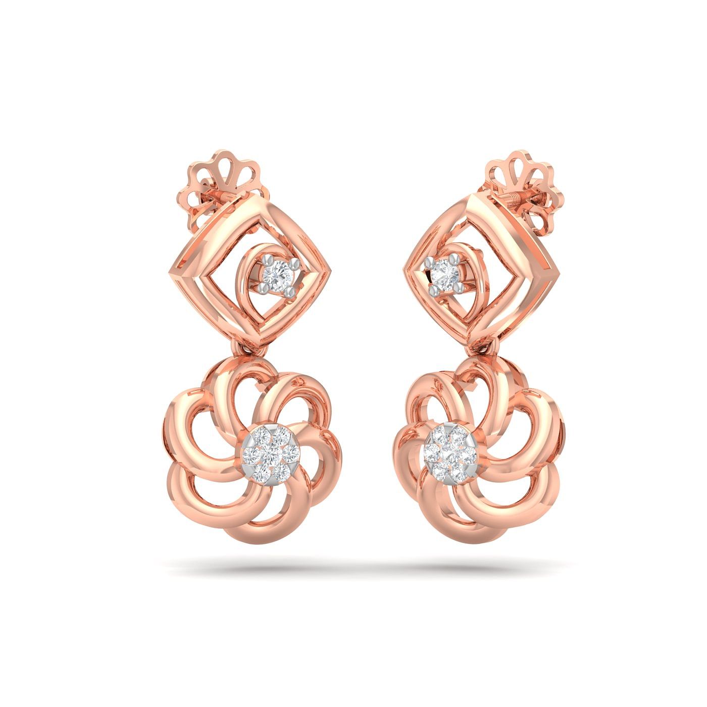 Rose gold Begonia Drop Diamond Earrings