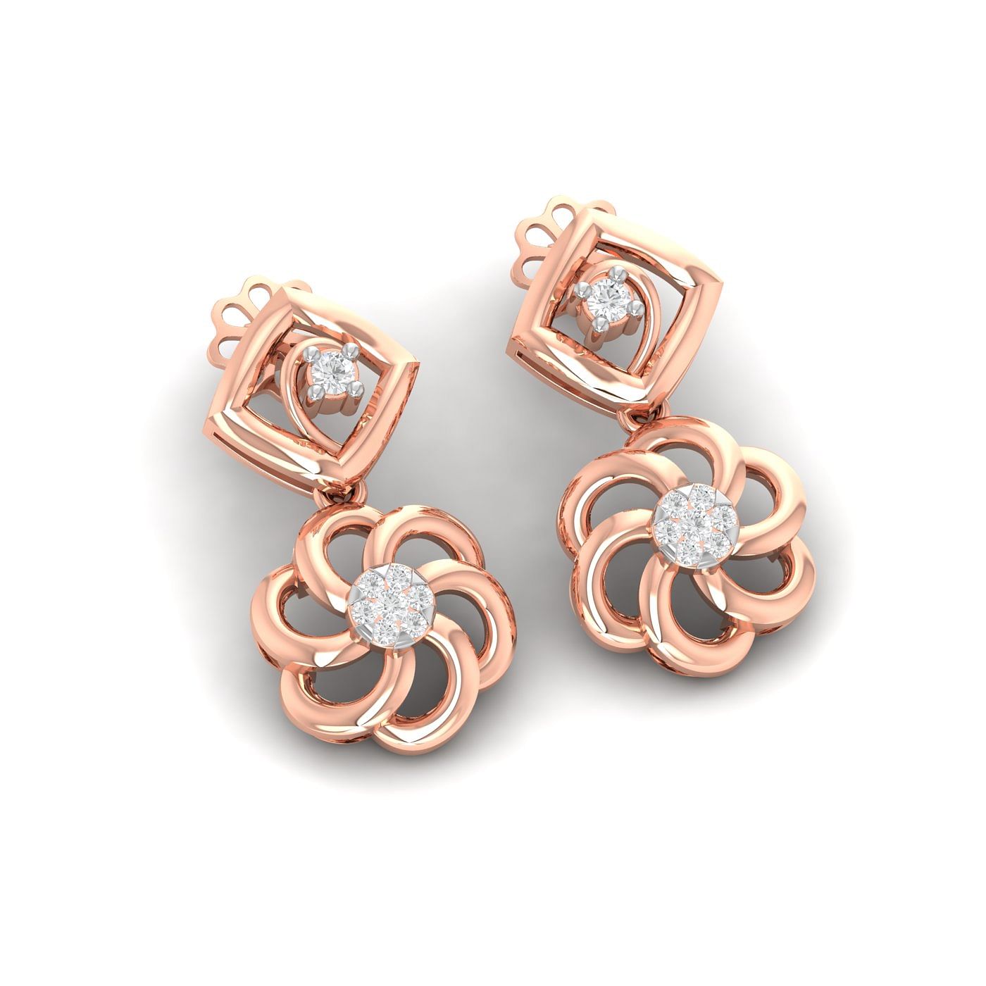 Rose gold Begonia Drop Diamond Earrings