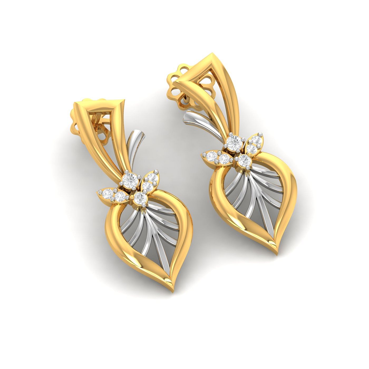 Yellow gold Beech Delicate Diamond Earrings