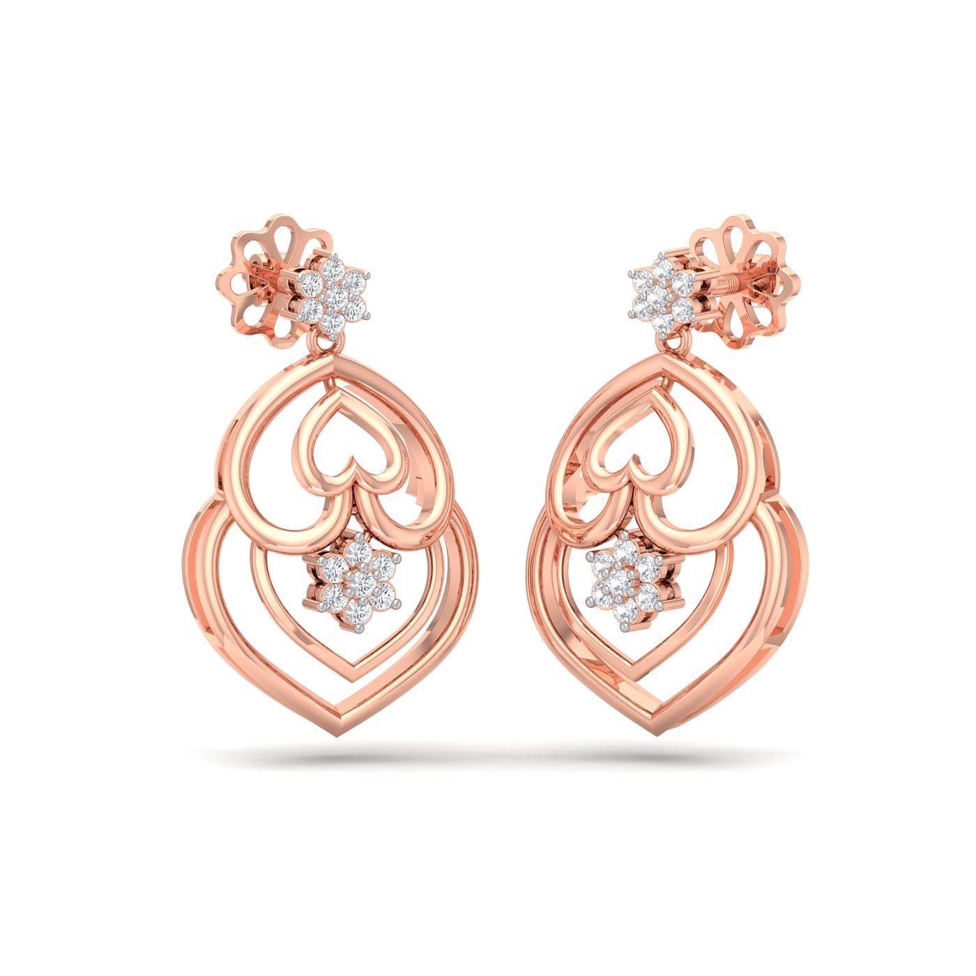 Rose gold Dicentra Drop Diamond Earrings