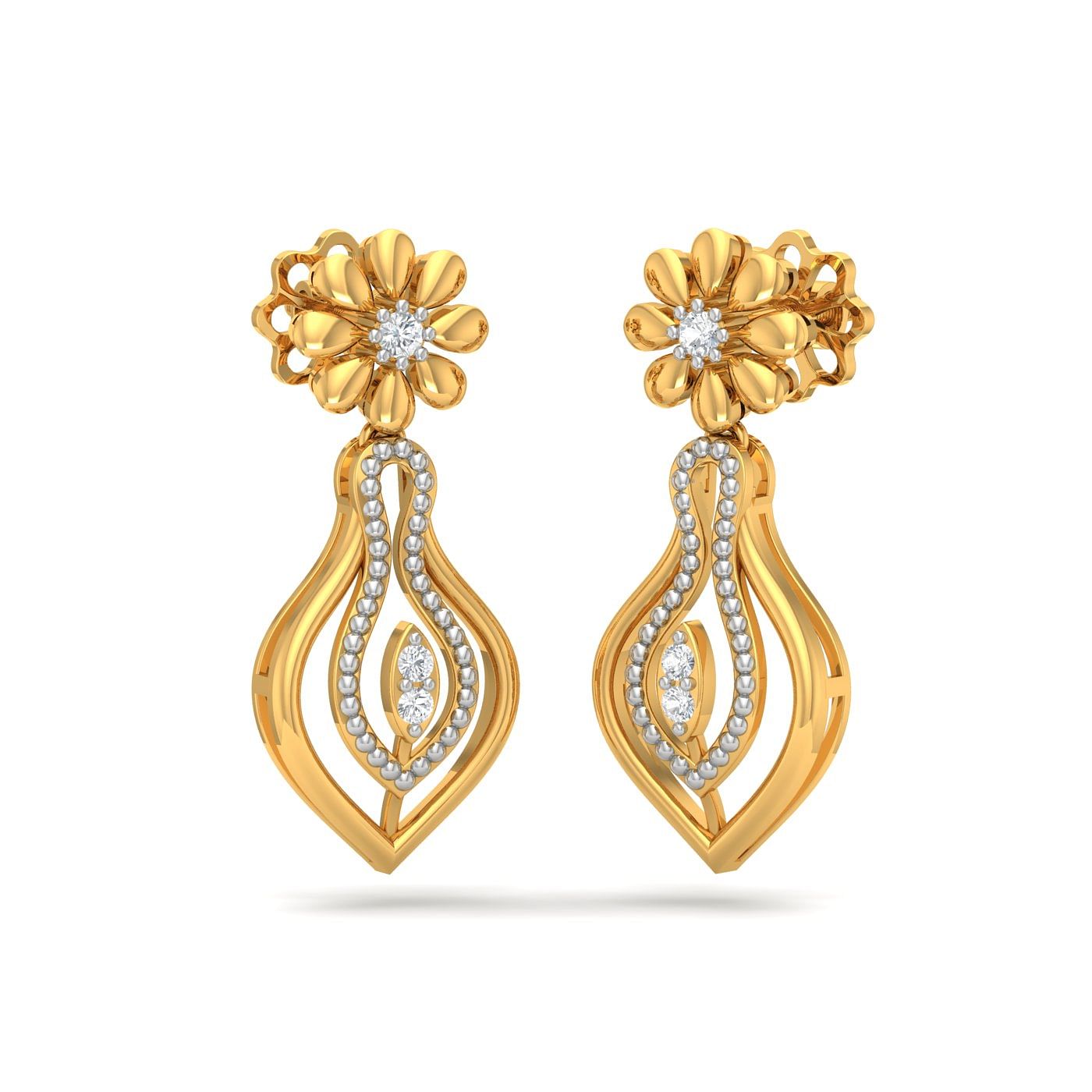 Yellow gold Patrin Diamond Drop Earrings