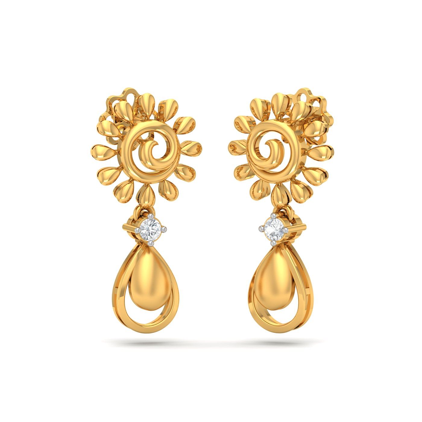 Yellow gold Sun Drop Diamond Earrings