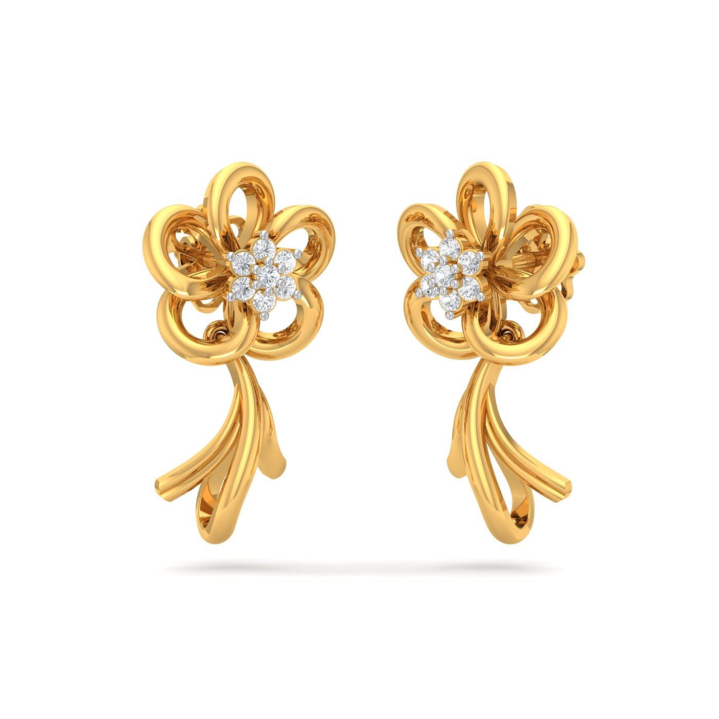 Yellow gold Sakura Diamond Earrings