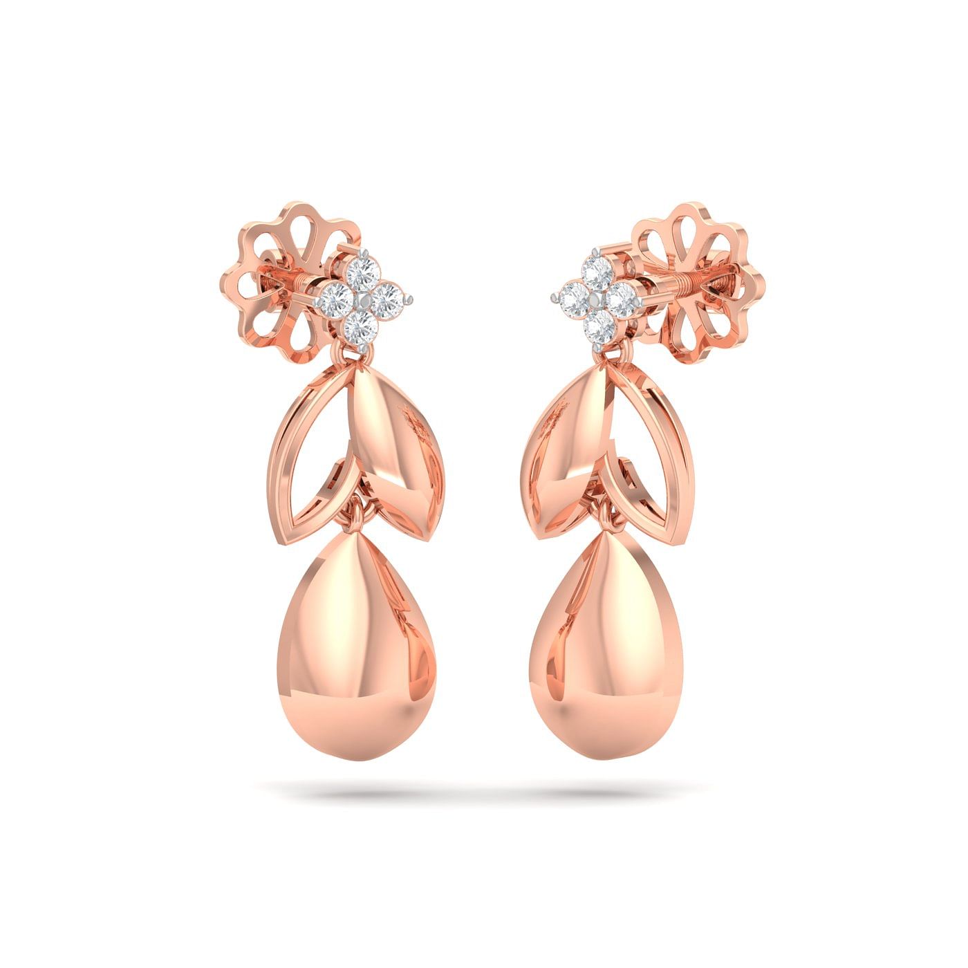Rose gold Freesia Diamond Drop Earrings