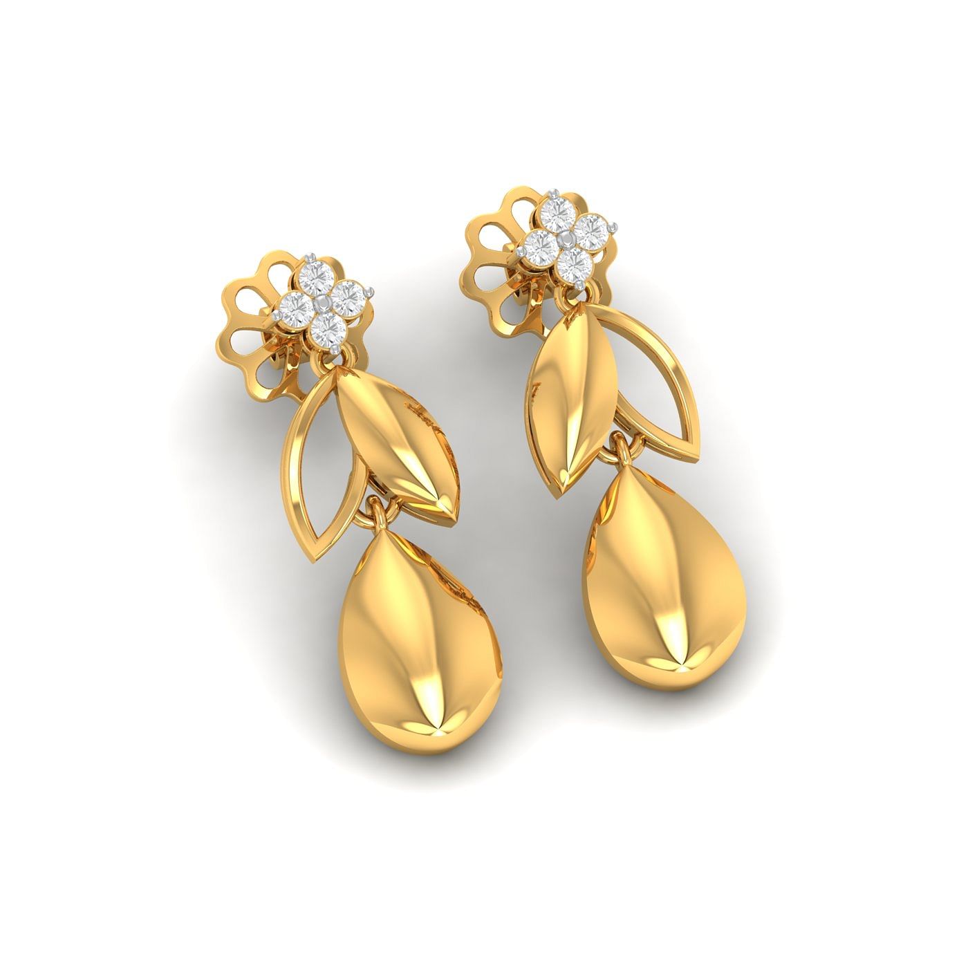 Yellow gold Freesia Diamond Drop Earrings