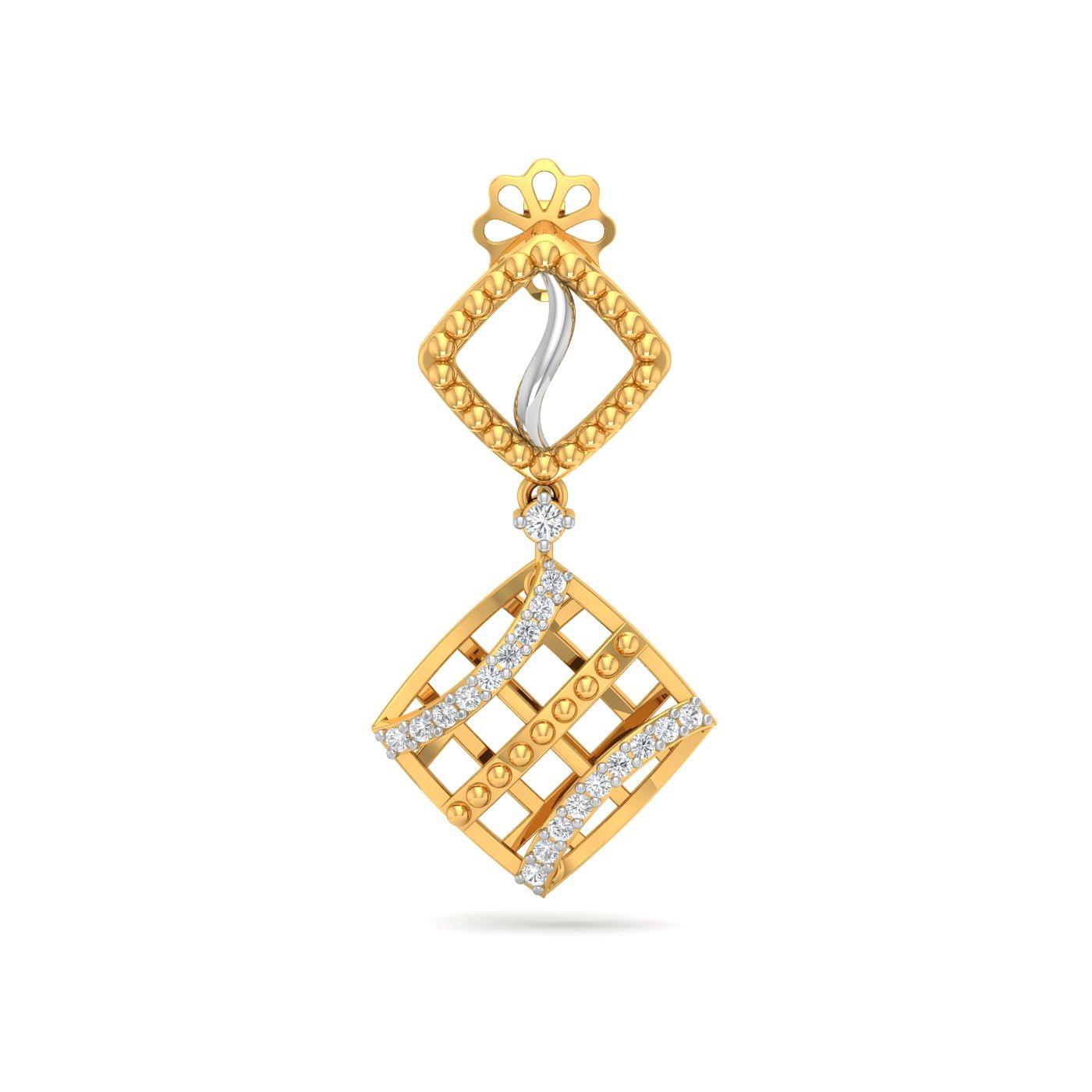 Yellow gold Waffle Lover Diamond Earrings