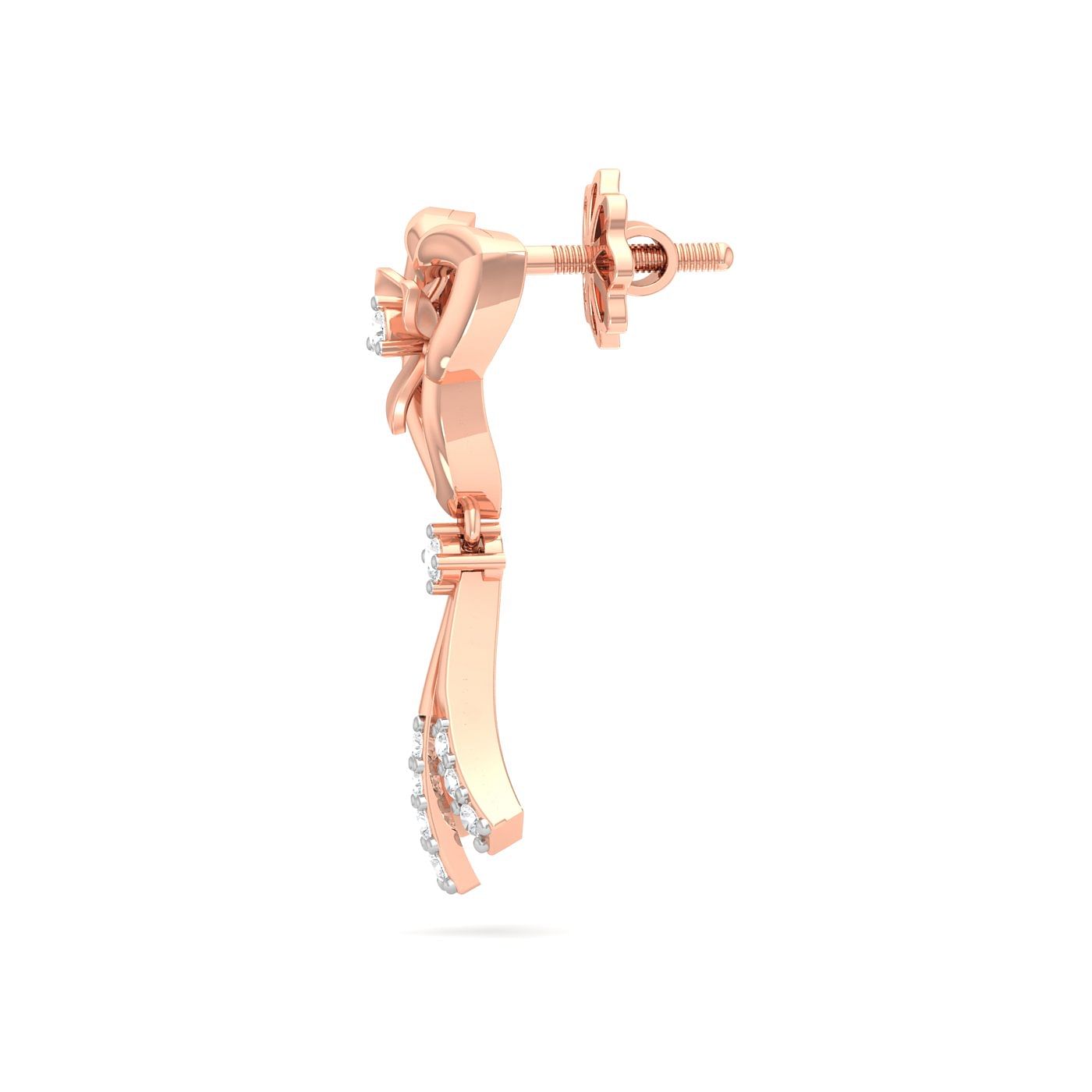 Rose gold Fuschia Diamond Drop Earrings