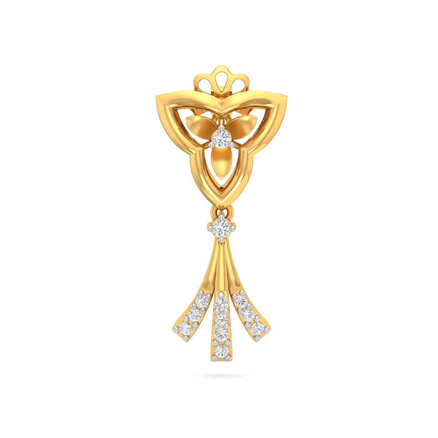 Yellow gold Fuschia Diamond Drop Earrings