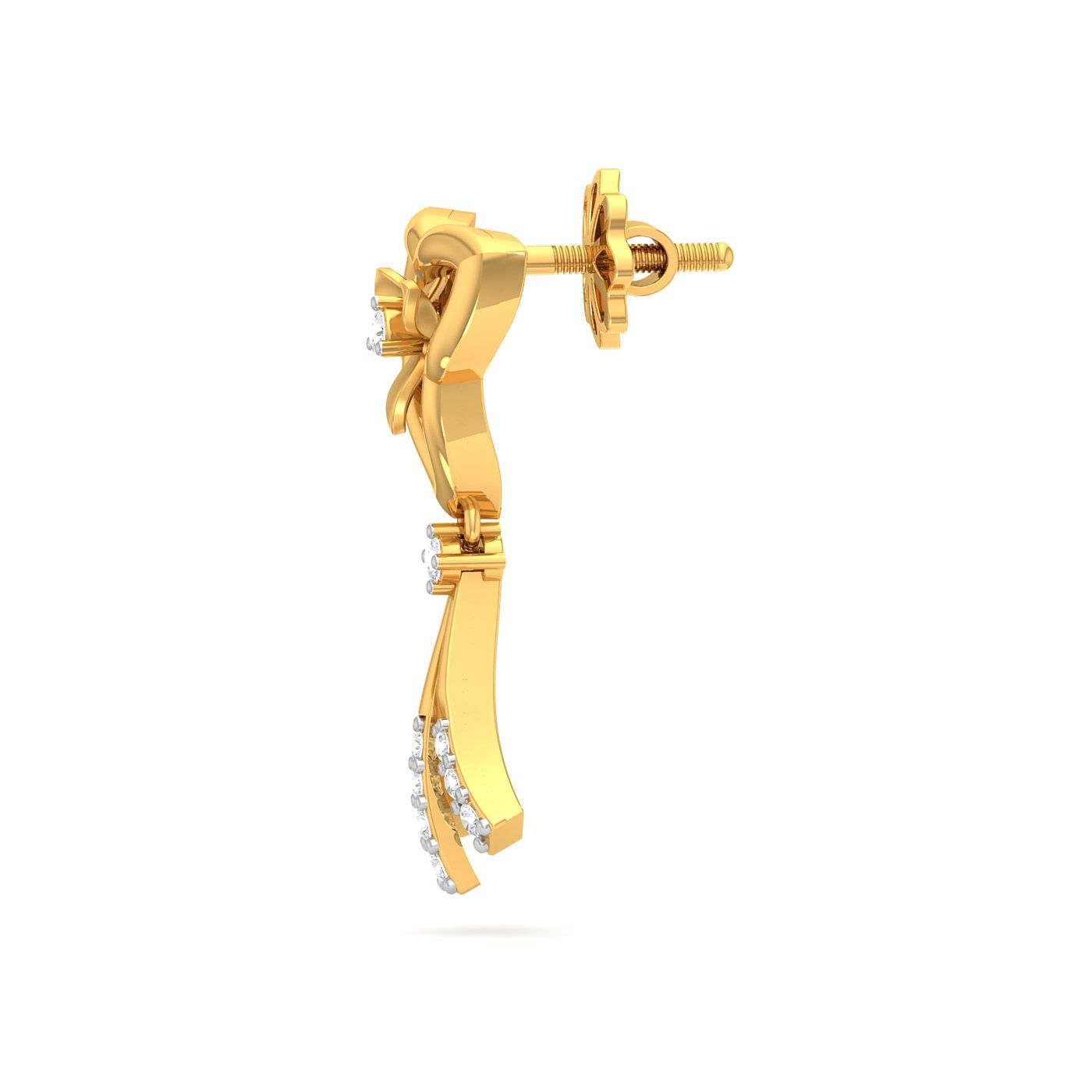 Yellow gold Fuschia Diamond Drop Earrings