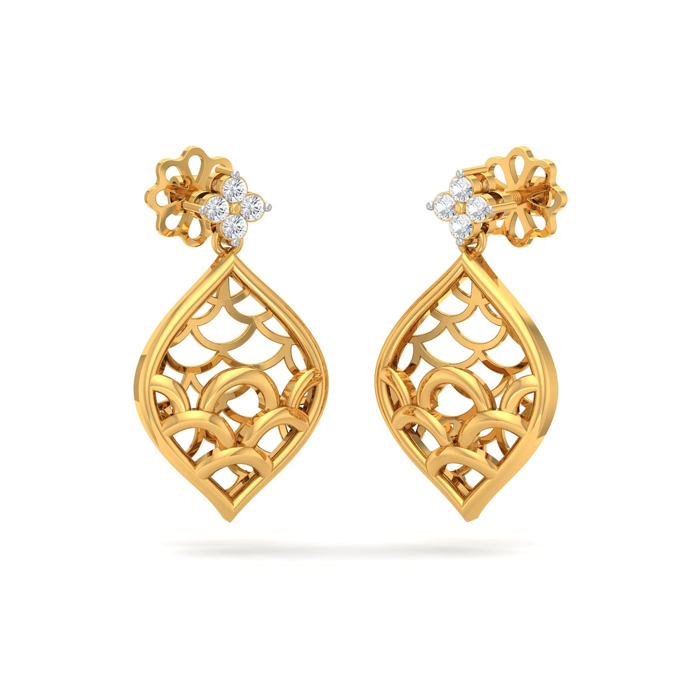 Yellow gold Posy Diamond Drop Earrings