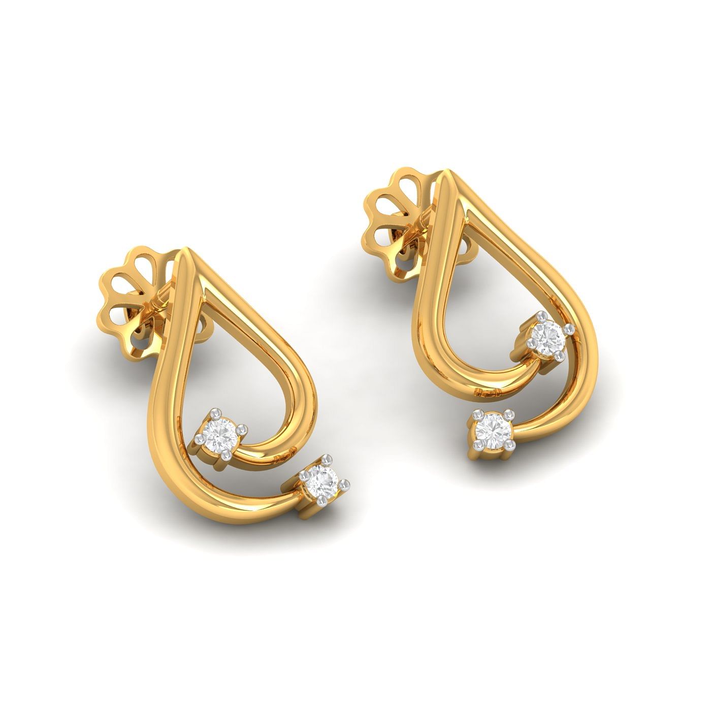 Yellow gold Cassia Diamond Stud Earrings