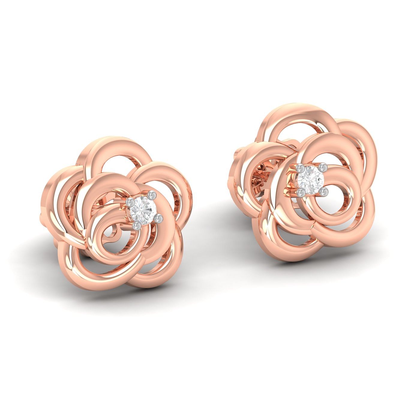 Rose gold Rosa Stud Diamond Earrings
