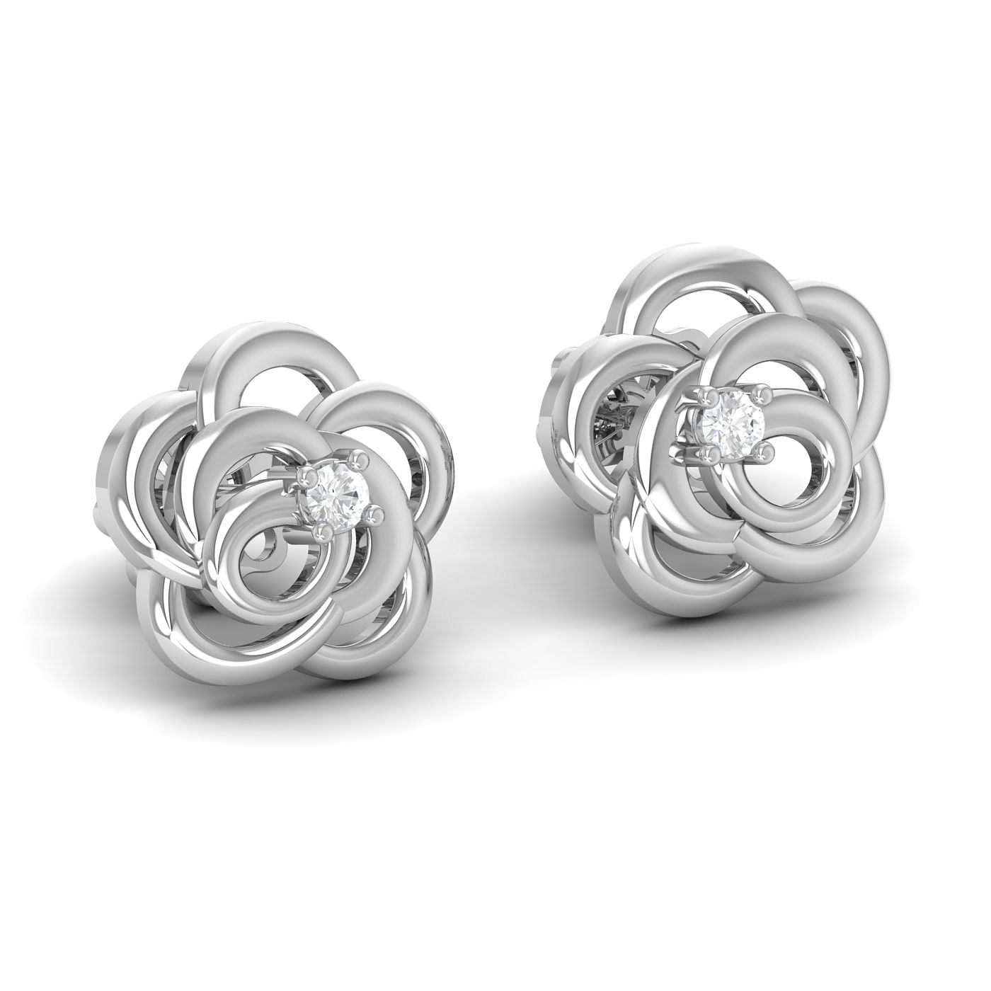 White gold Rosa Stud Diamond Earrings