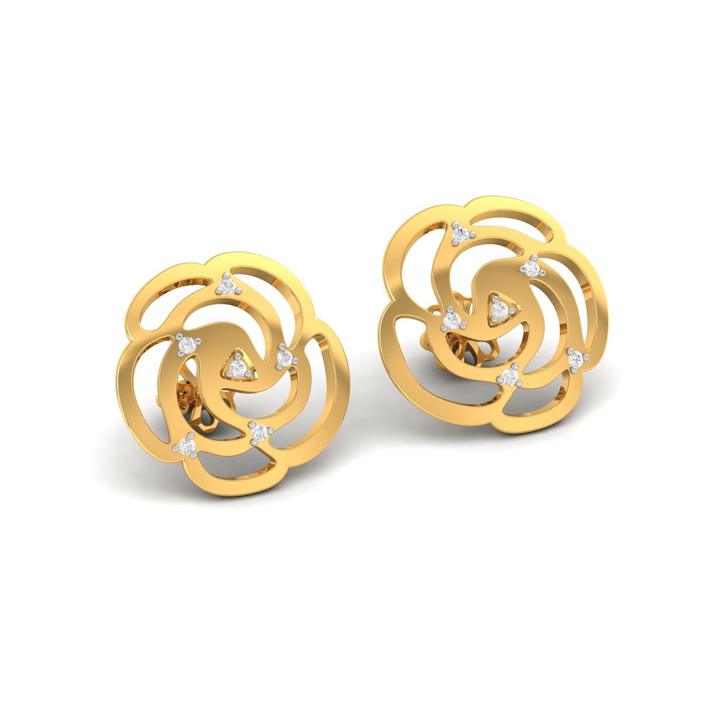Yellow gold Roseann Diamond Stud Earrings