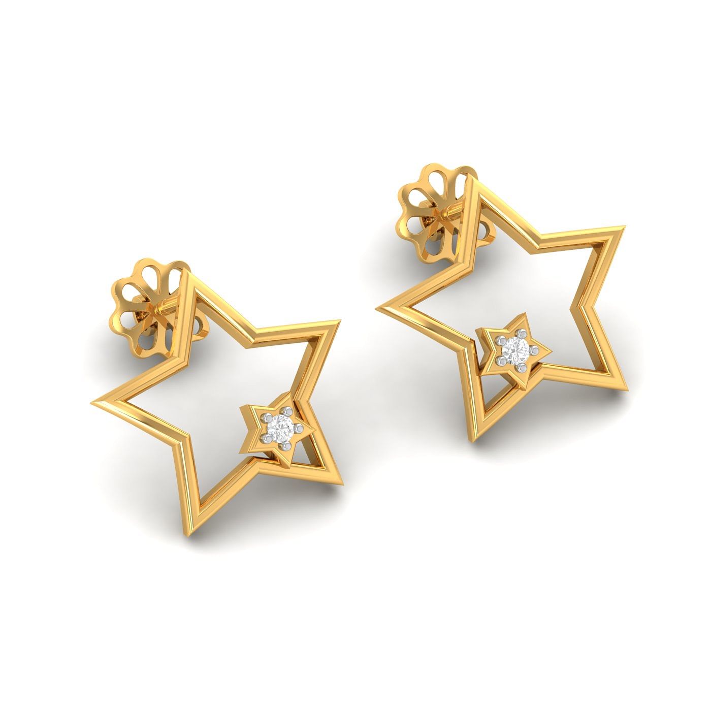 Yellow gold Asterope Studs Diamond Earrings