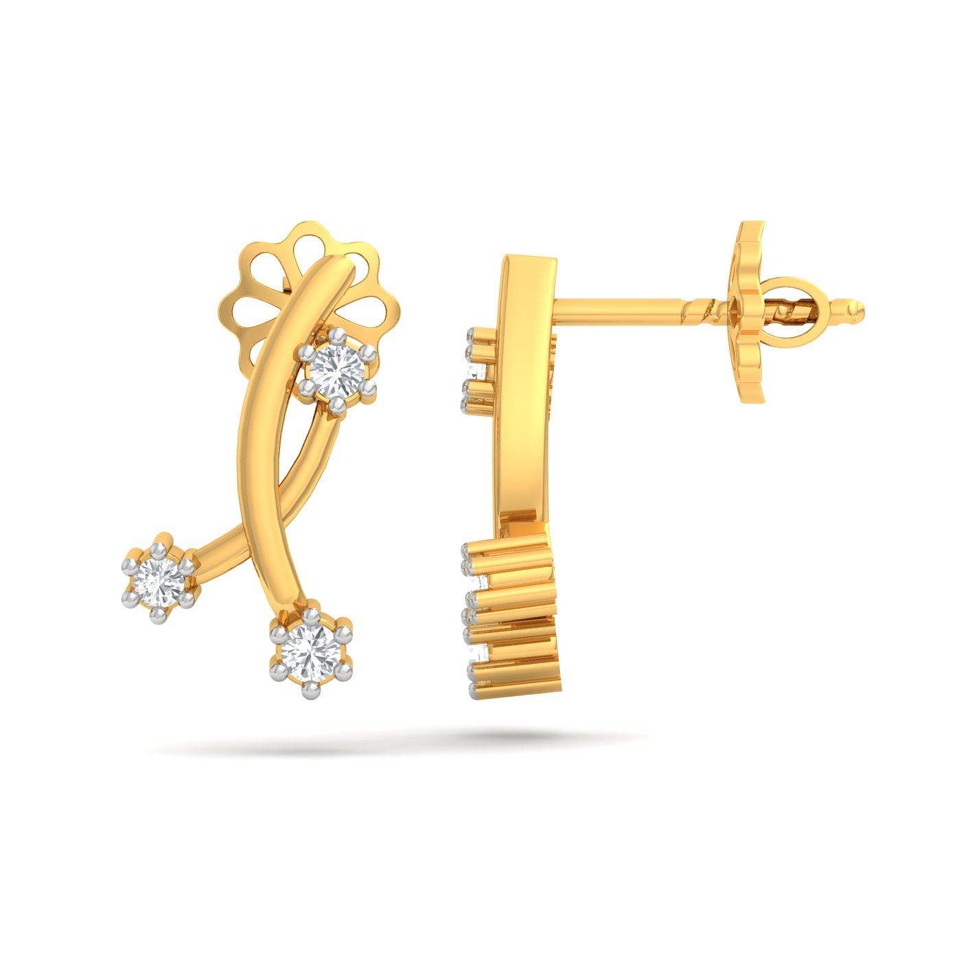 Yellow gold Leah Diamond Stud Earrings