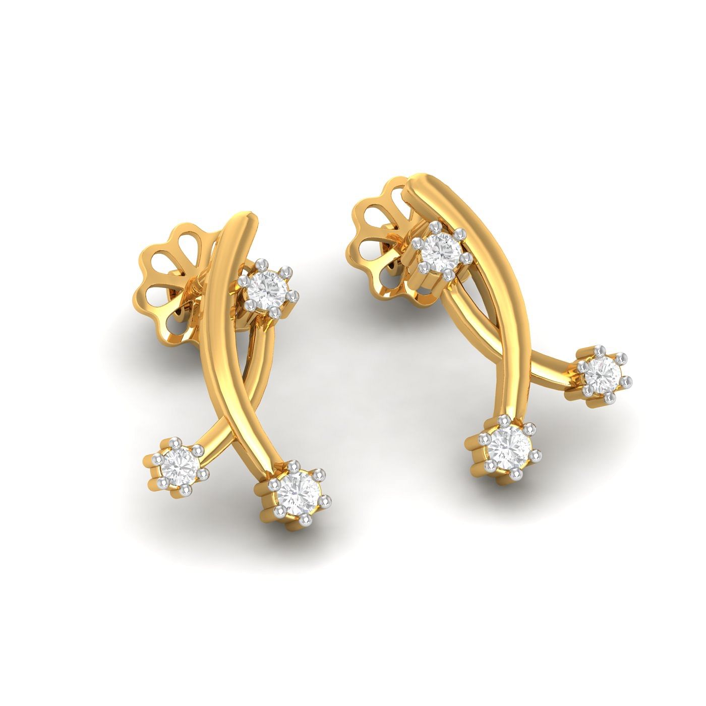 Yellow gold Leah Diamond Stud Earrings