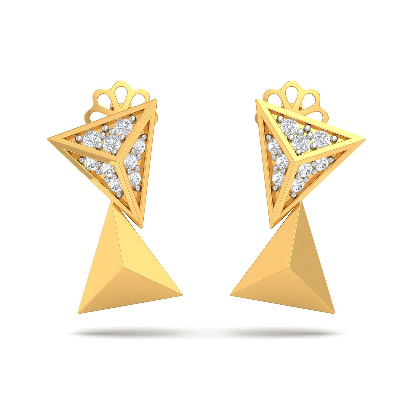 Yellow gold Trisoie Diamond Stud Earrings